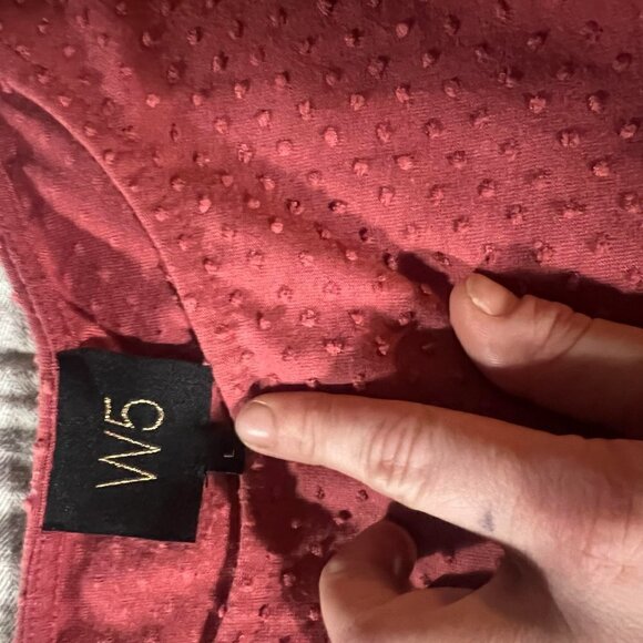 W5 Womens Red Swiss Dot 3/4 Sleeve Ruffle Peplum Pullover Blouse Size L - Picture 3 of 6